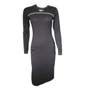 Reebok Classic Dress Womens Size S Small Black Logo Pullover Tshirt Y2K Vibe